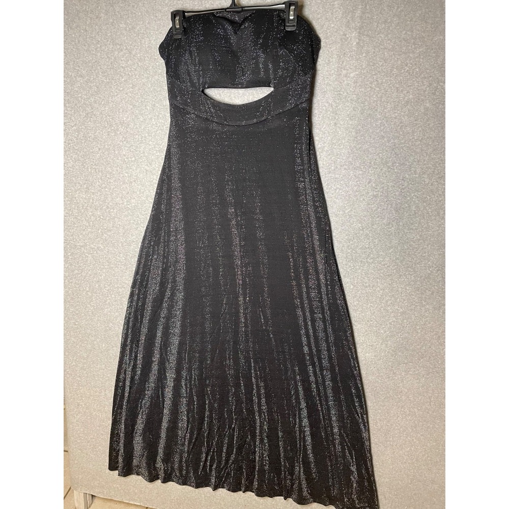 Calvin Klein Maxi Dress Size 8 Black Celestial Cut Out Low Back Cocktail Party
